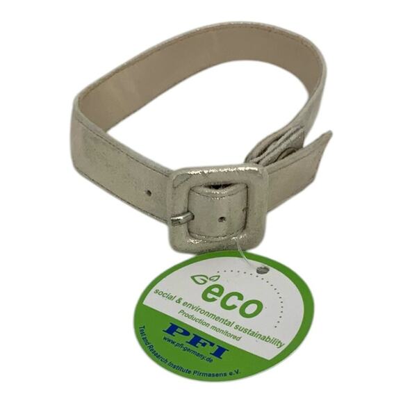 Champagne Metallic Faux Leather Adjustable Pet Collar Size Small NWT - Picture 4 of 7